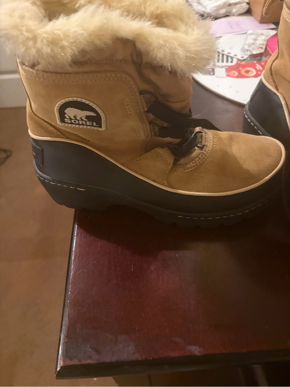 Sorel Women's Tan Fur-Trim Waterproof Winter Boot
